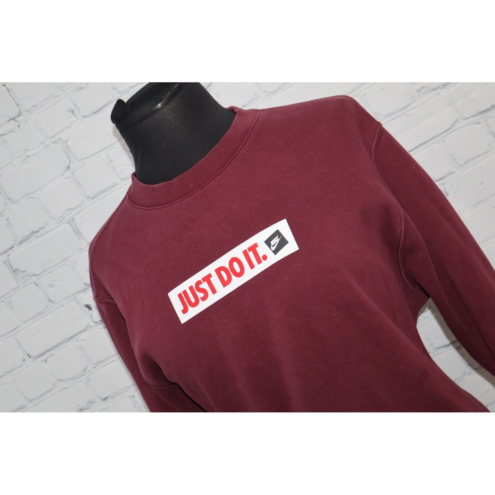 Nike Sweatshirt Women Medium Burgundy Just Do It Graphic Pullover Gym Workout